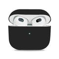 Wireless earbuds in a black charging case on a white background
