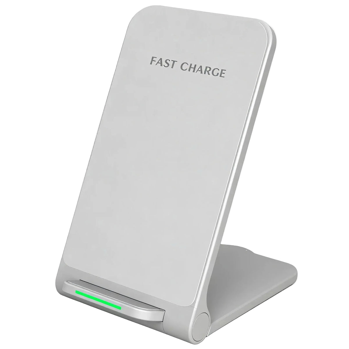 White 15W foldable wireless fast charging stand with LED indicator light