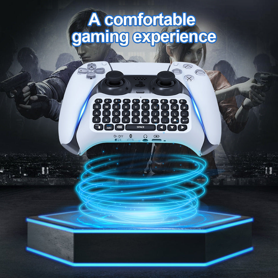 Gaming controller with keyboard on a dark background with text 'A comfortable gaming experience'.