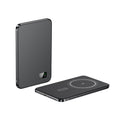 Black wireless power bank on a white background