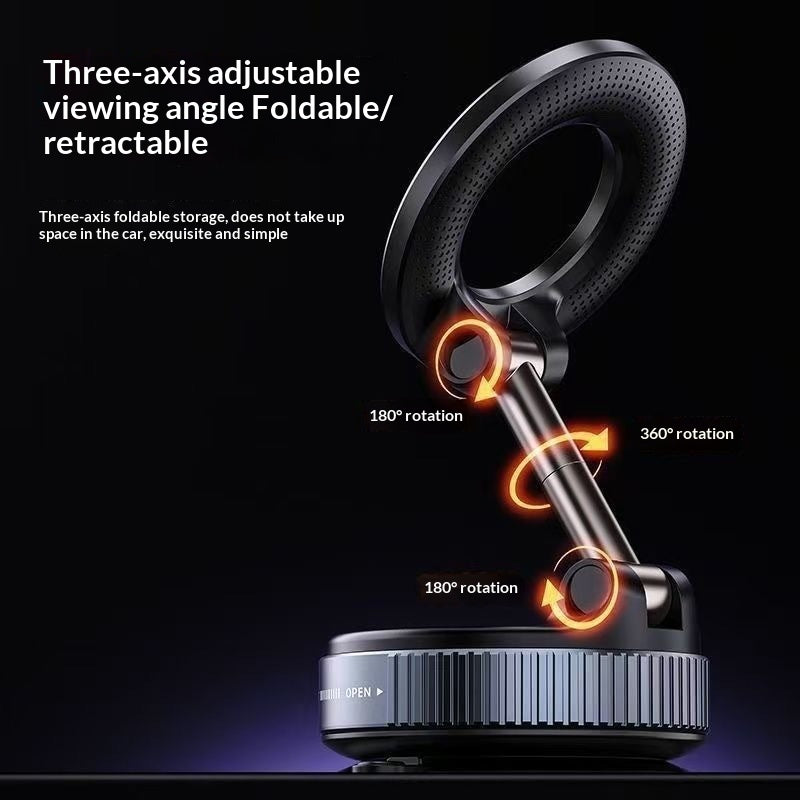 Foldable and adjustable phone ring light with rotation indicators on a black background