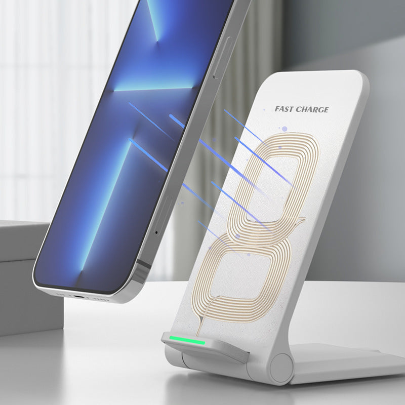 Wireless charging pad with smartphone on a white background