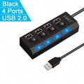 Multi-Port USB Hub Splitter with Individual Switches