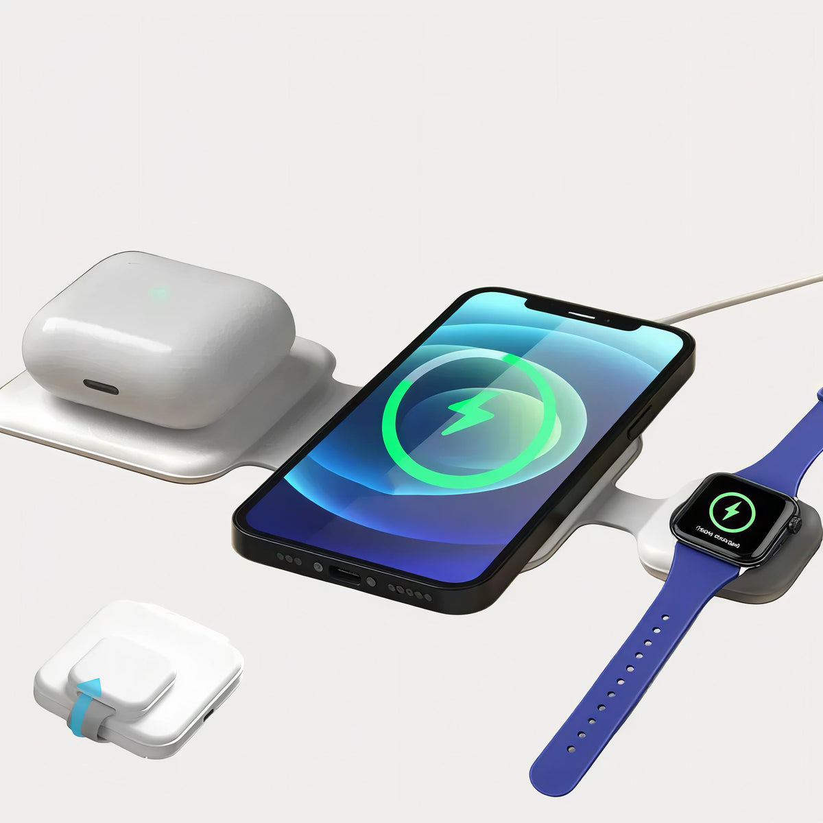3-in-1 Foldable Magnetic Wireless Charging Station | Fast Charger for iPhone, Apple Watch & AirPods