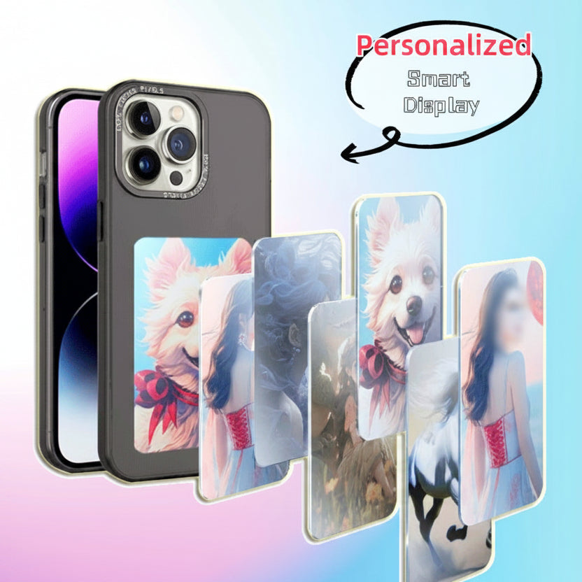 Smart phone case with personalized display feature on a gradient background