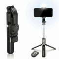 Black foldable selfie stick tripod with phone mount fill light and Bluetooth wireless remote control
