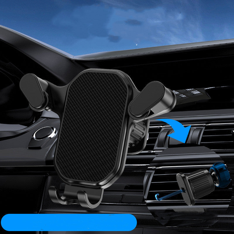 Car phone holder by Online Business mounted on a vehicle dashboard, holding a smartphone securely for hands-free use.