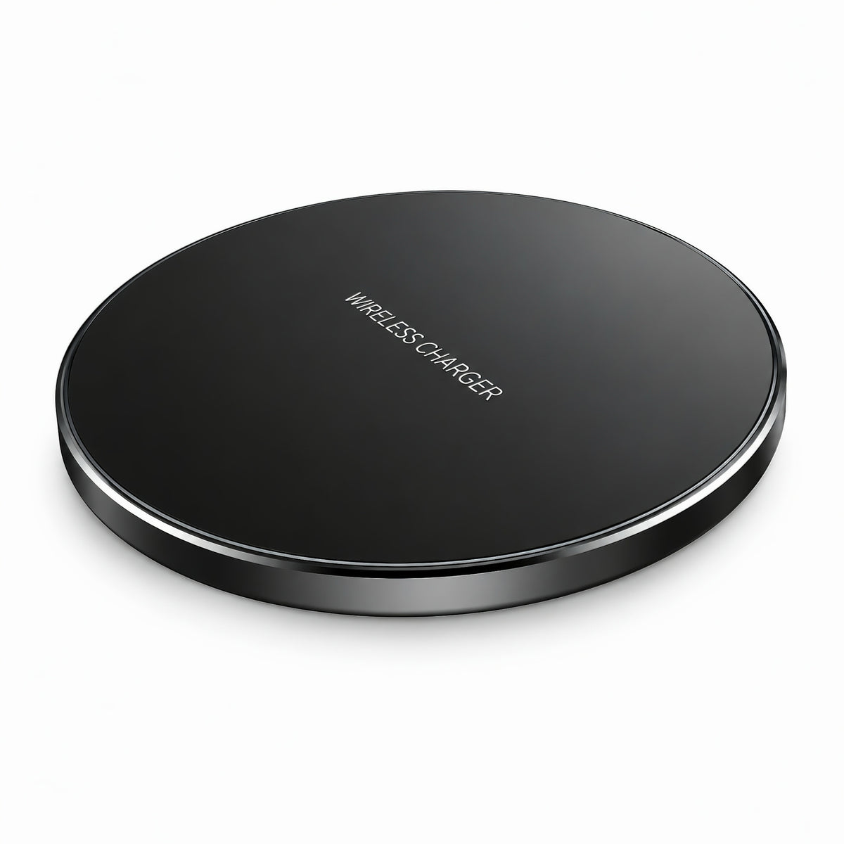 Ultra-slim black fast wireless charging pad with metallic edge