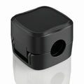Single black magnetic cable management clip shown closed on a white background