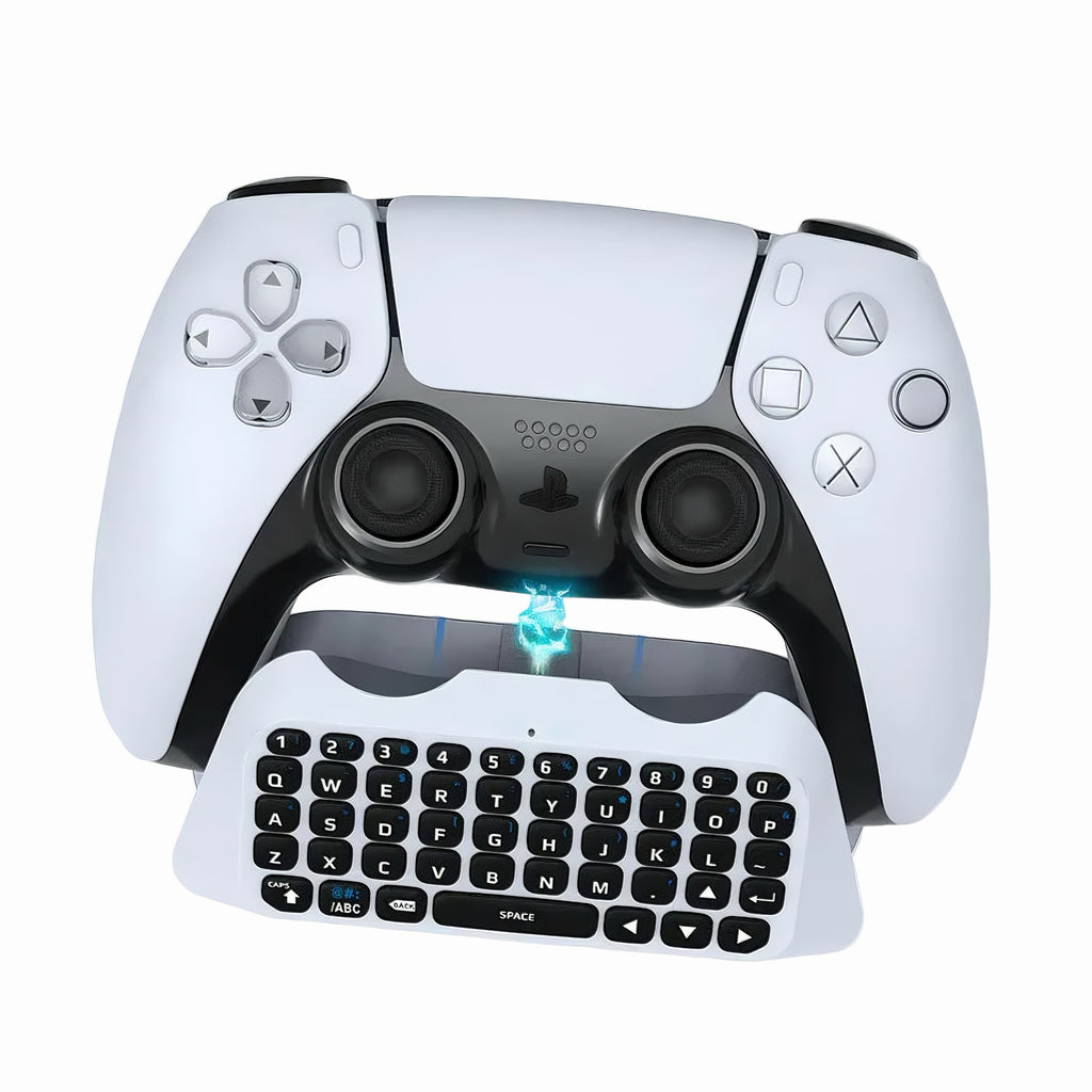 Compact wireless keypad adapter aligning with PS5 controller connector ports